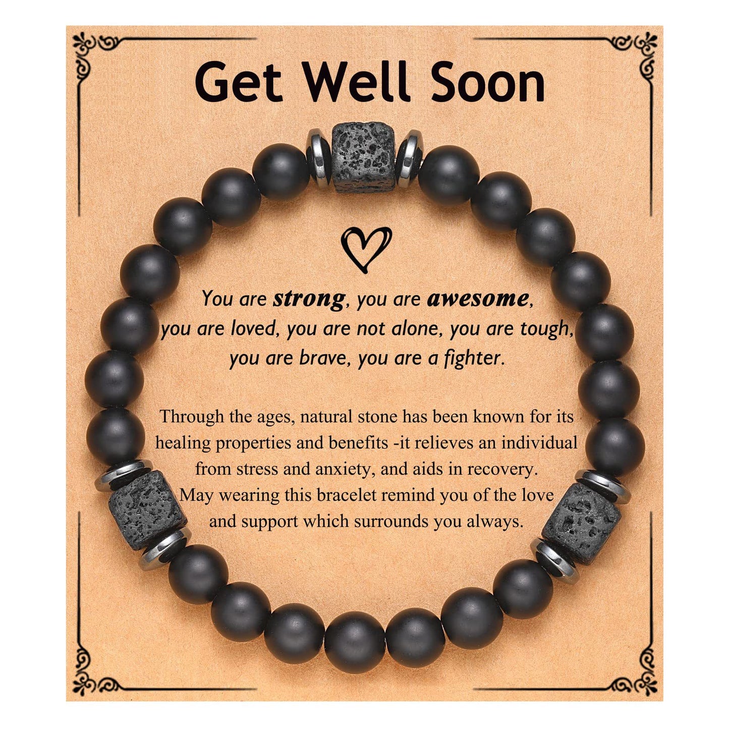 Frosted Square Volcanic Stone Father's Day Bracelets