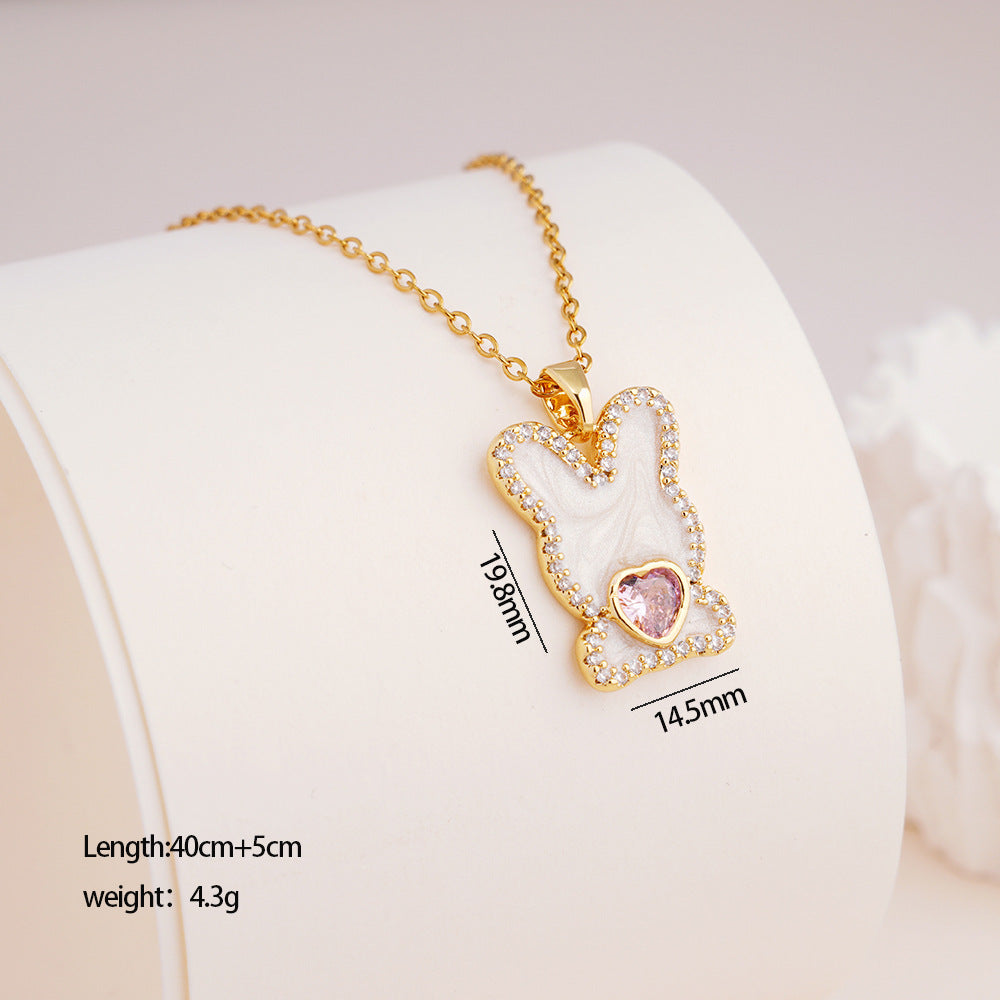 Dripping Oil Cute Cat Female Design Exquisite Fashion Personality Stainless Necklace