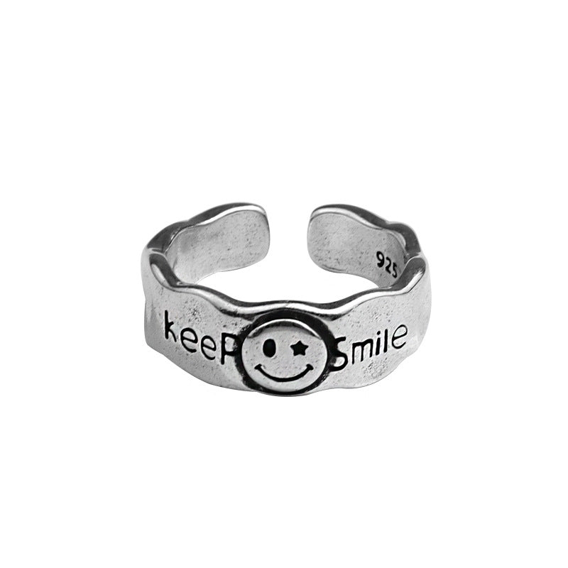 Women's Elegant Circle Creative Opening Smile Expression Retro Rings