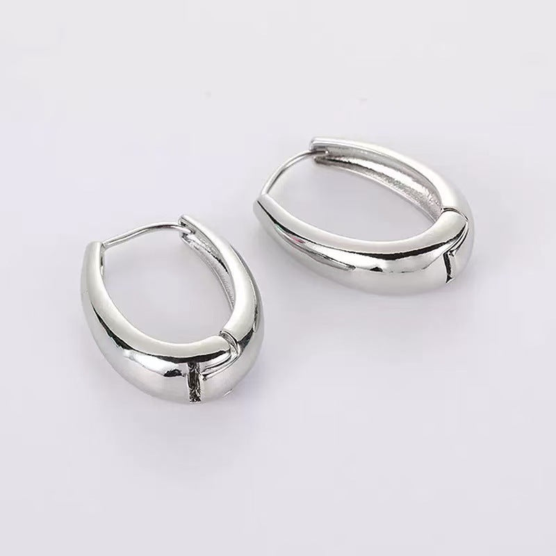 Simple Metallic Geometric Clip Fashion Temperament Earrings
