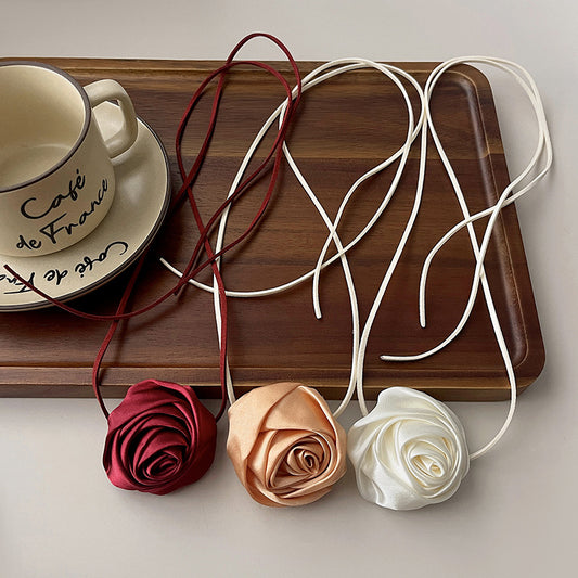 Pure Rose Handmade Collar Wrist Flower Silk Necklaces