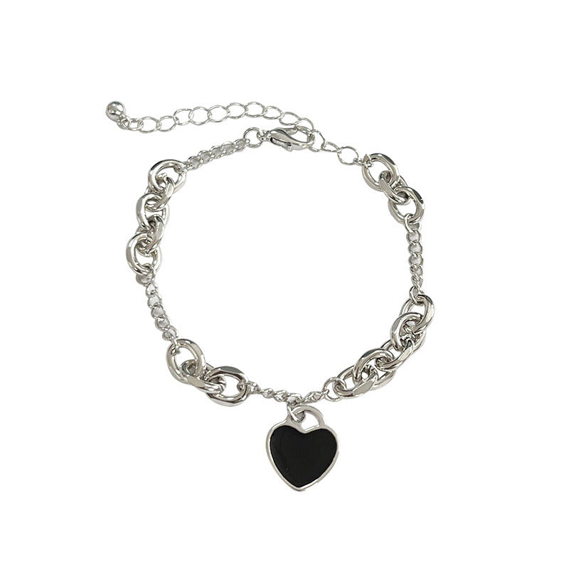 Bracelets froids féminins cousus de perles d'amour noires