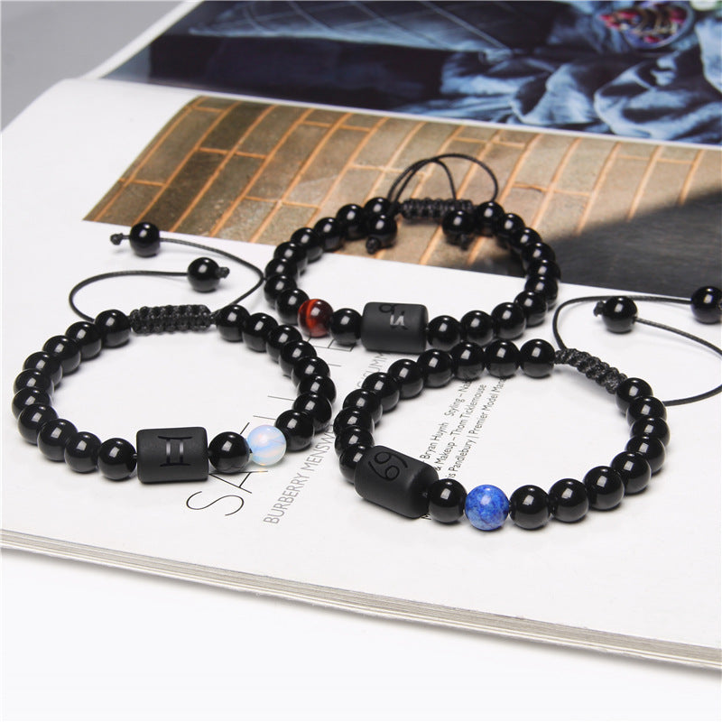 Men's Natural Red Agate Beads Twee Constellation Bracelets