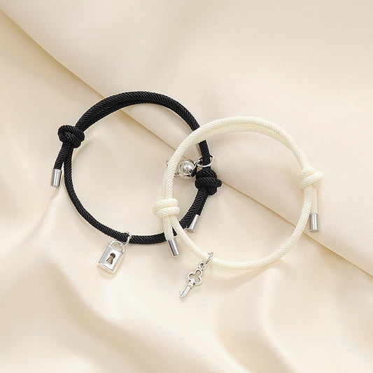 Women's & Men's & Key Lock Magnet Suction One Pair Of Lovers Bracelets