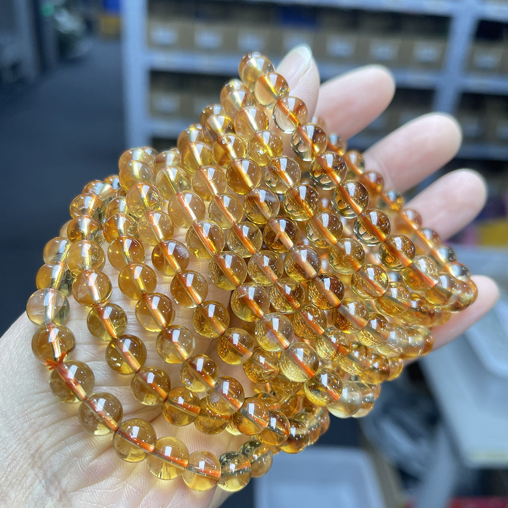 Bijoux pour femmes, Bracelets en perles rondes fraîches en Citrine naturelle