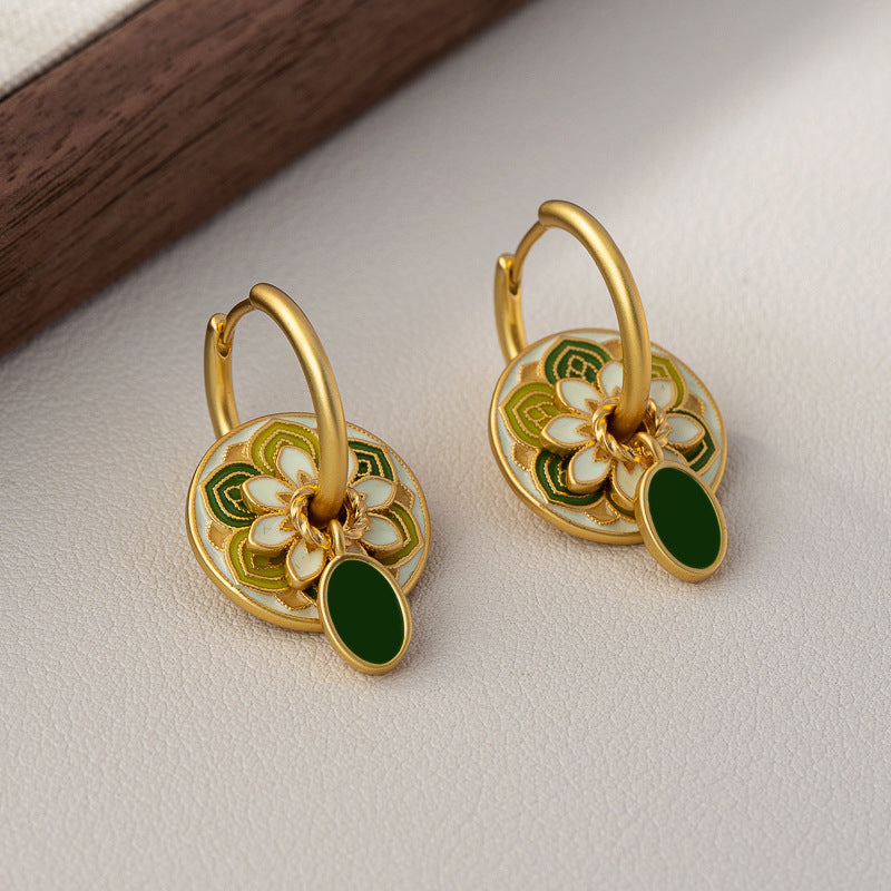 Style Enamel Drip Glazed Temperament Wild High Sense Ear Clip Earrings