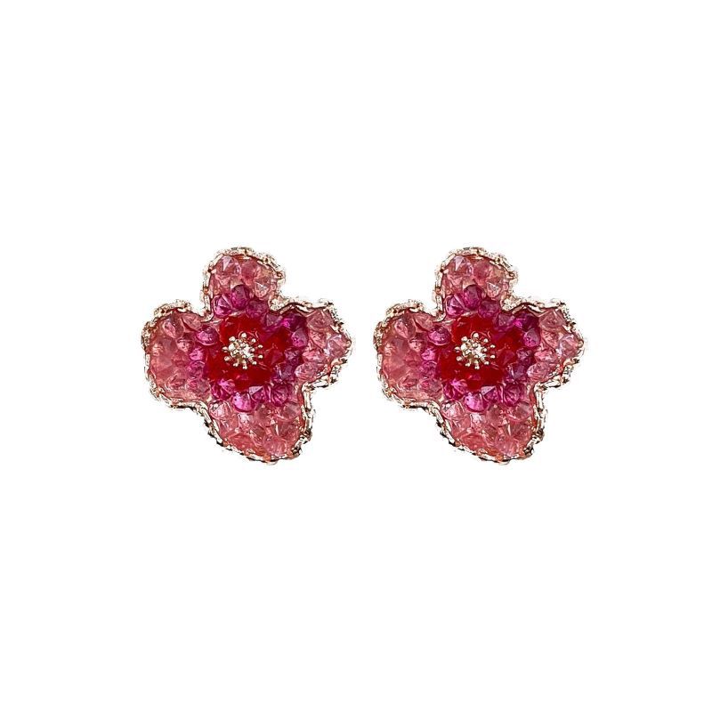 Women's Crystal Flowers For Niche Design Sier Earrings