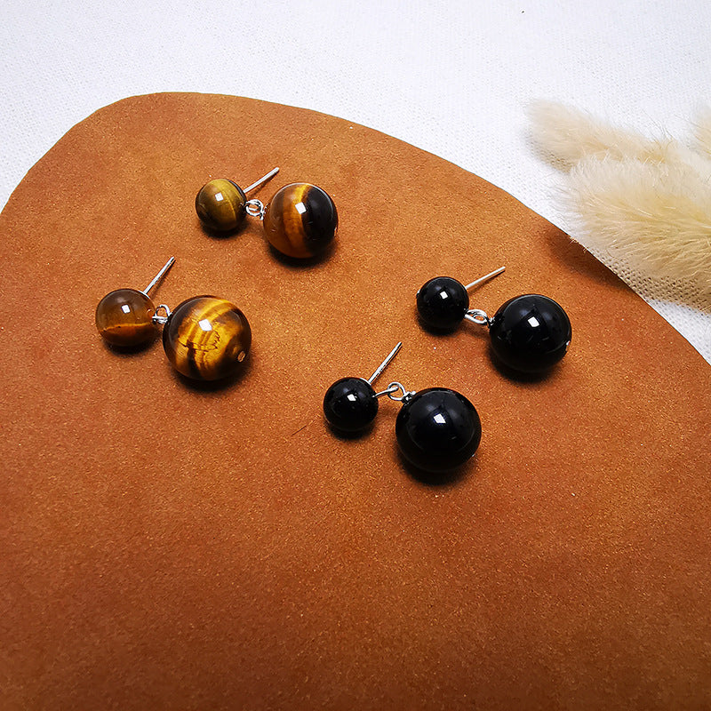 Sier White Lily Natural Black Agate High-grade Simple Small Rings