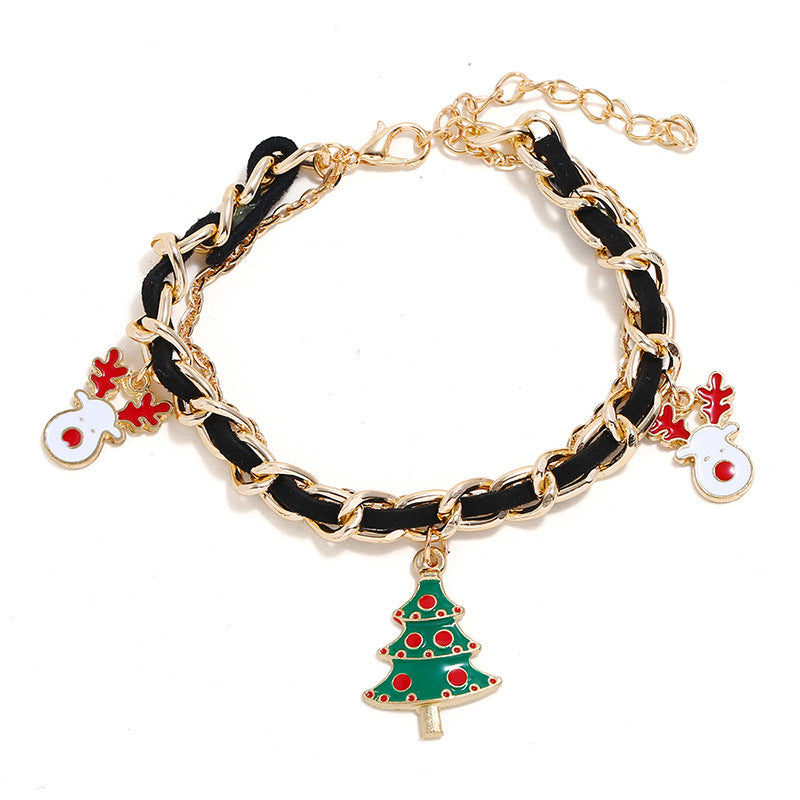 Stilvolle, langlebige Weihnachtselch-Santa-Armbänder aus Legierung