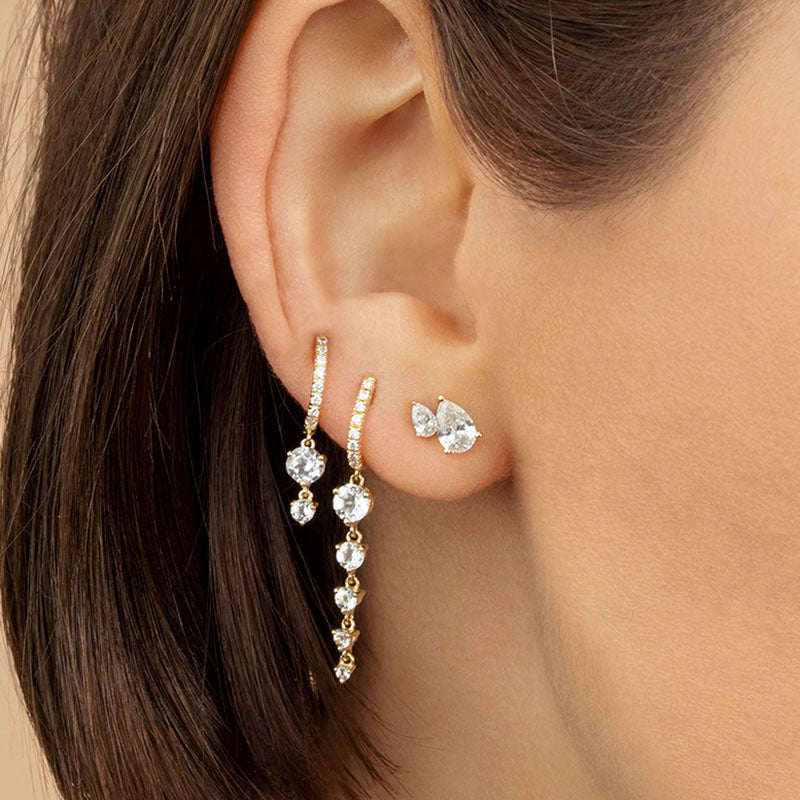 Women's Sier Needle Fashion Geometry Pattern Personalized Long Simple Tassel Round Earrings