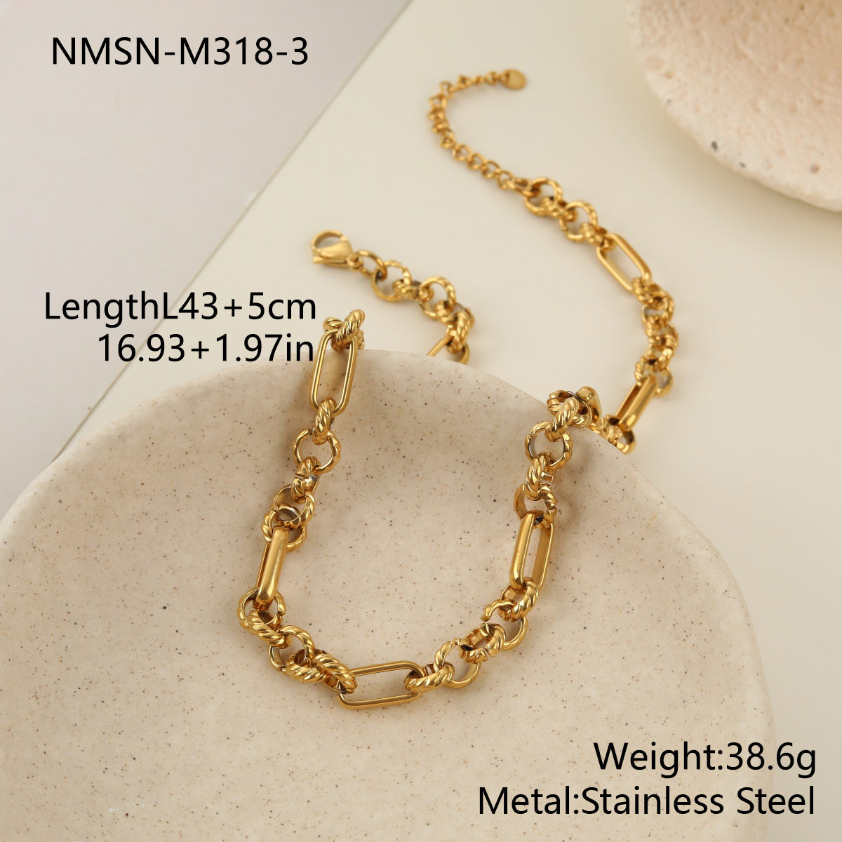 Stainless Steel Gold-plated Chain Series Female Advanced Jewelry Set