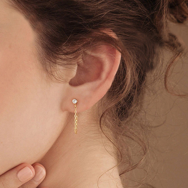 December Not Stainless Steel Tassel Light Luxury Color Earrings