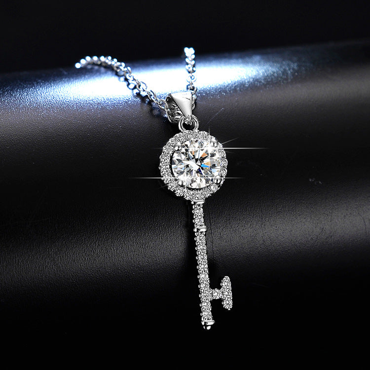 Moissanite Key Female Classic Karat Diamond Pendant Fashion Necklaces