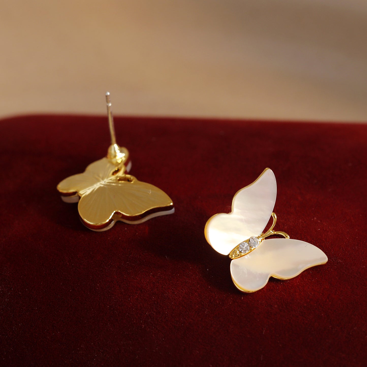 Needle White Fritillary Butterfly Female Design Rings