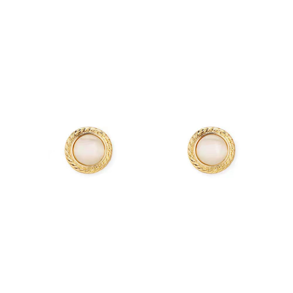 Sier Needle Simple Compact Pearl Graceful Geometric Cat Stud Earrings