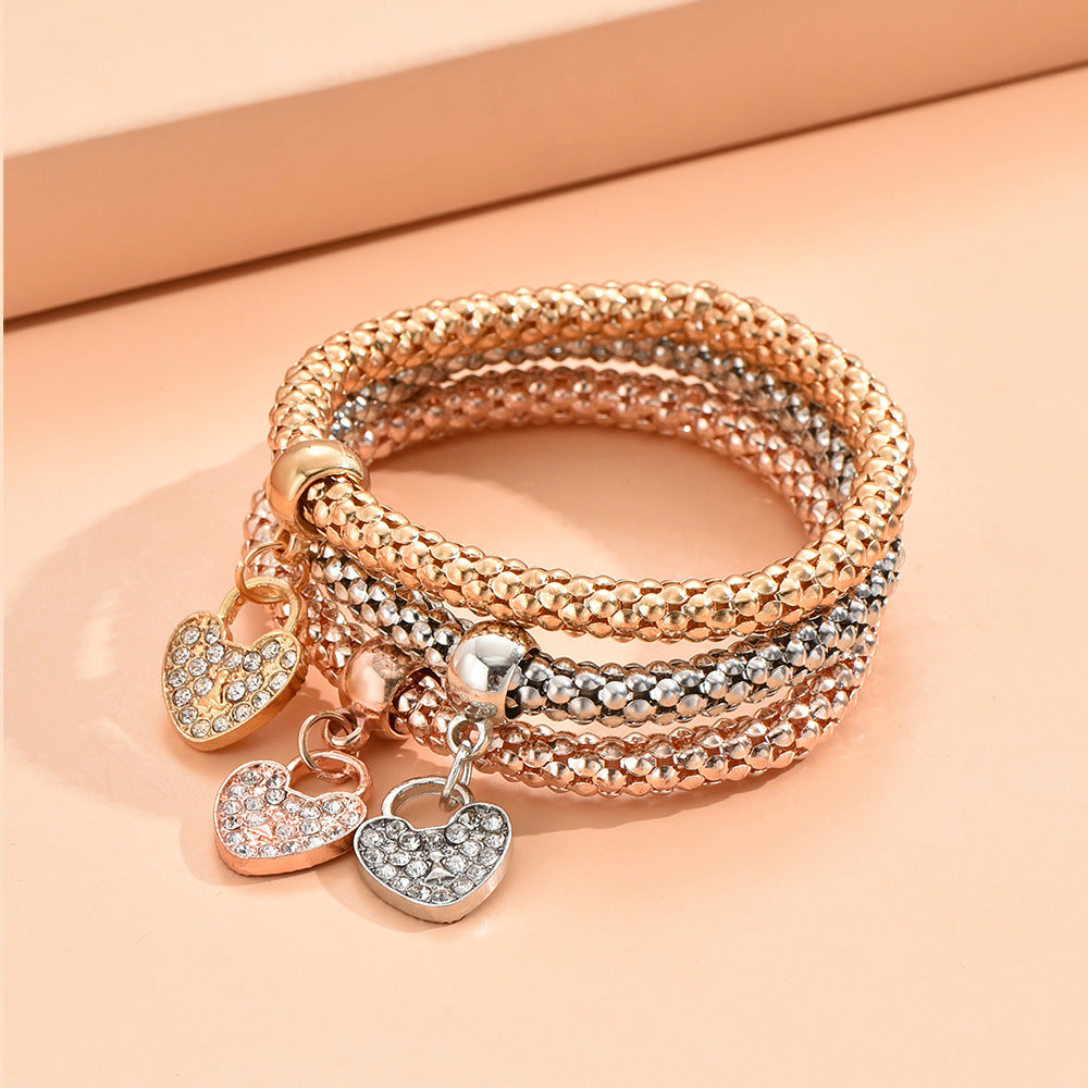 Bracelets papillon en diamant avec chaîne de maïs soufflé extensible pour femmes