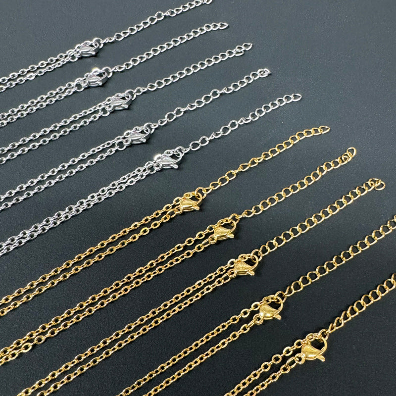 Steel Flat Cross Chain O-shaped Single Choker Clavicle Necklace