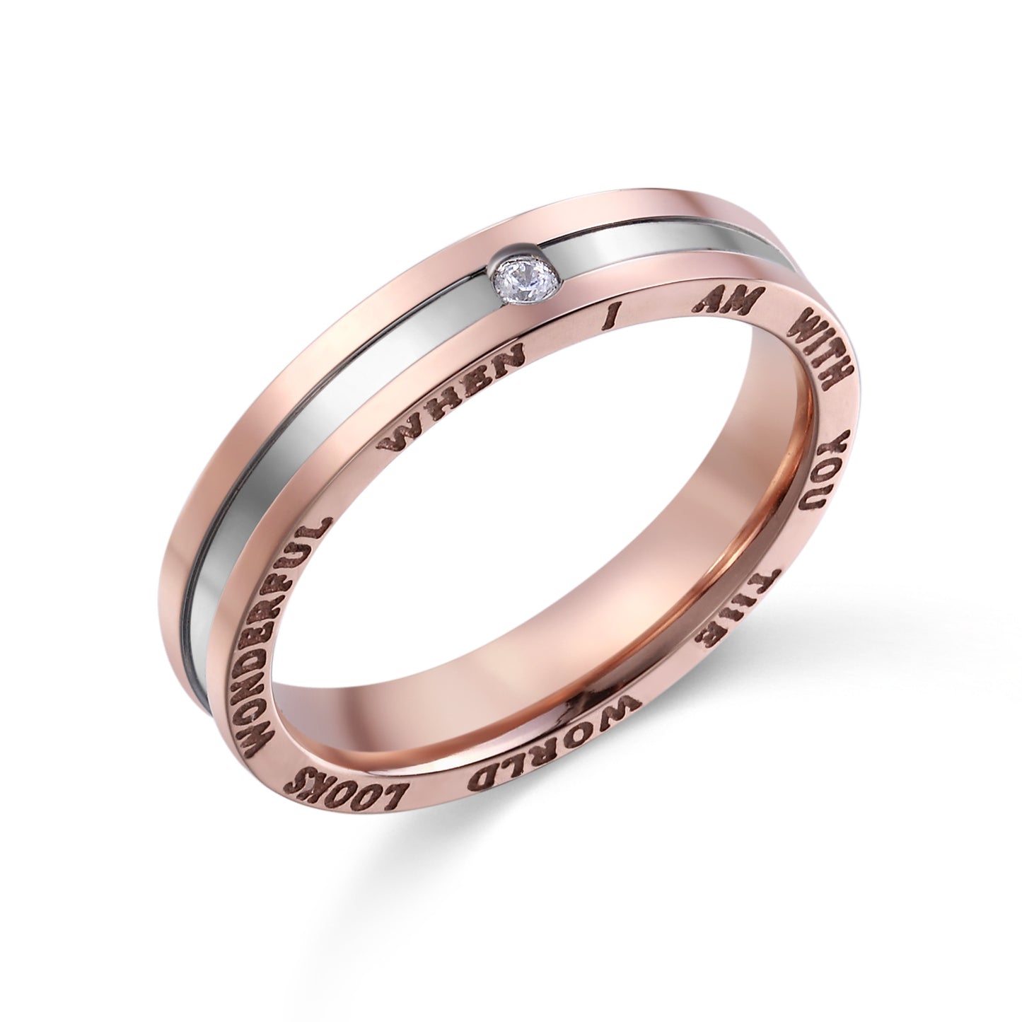 Women's Titanium Steel Lettering Accessories Zircon Ornament Rings