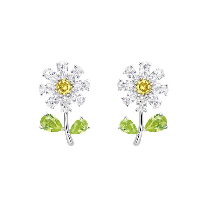 Boucles d'oreilles Flash Little Daisy en diamant à haute teneur en carbone