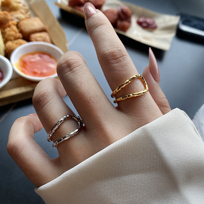 Trendy Line Metal Texture Simple Accessories Hip Hop Rings