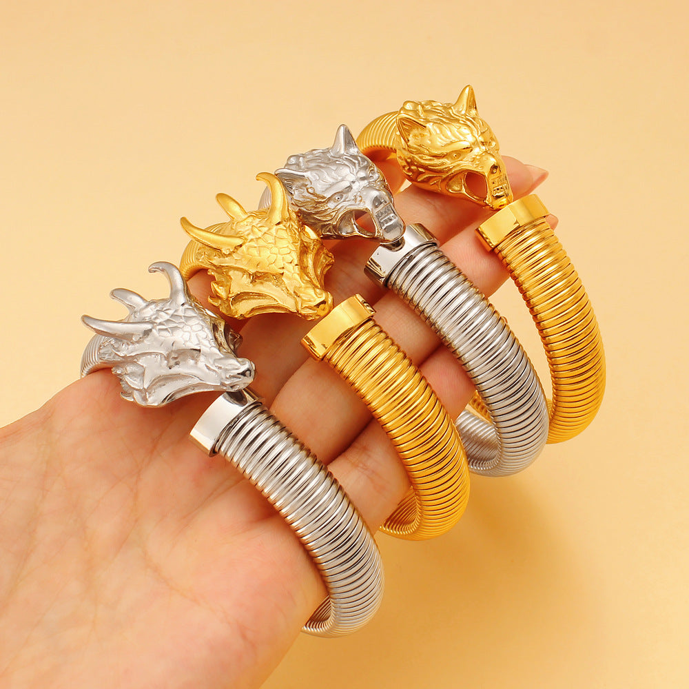 Women's & Men's Stainless Steel Fashion Exaggerated High Sense Open-ended Bracelet