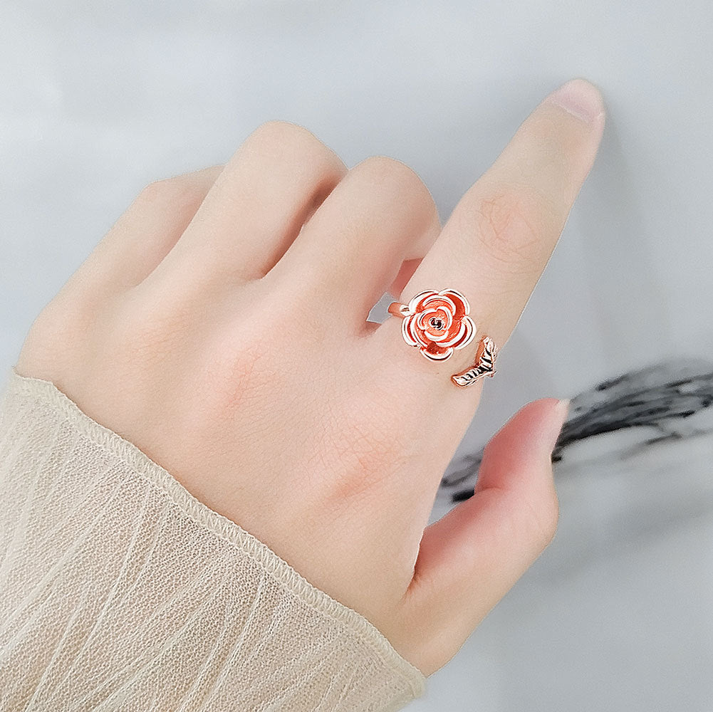 Rotatable Fashion And Trendy Style Flowers Index Finger Valentine's Rings