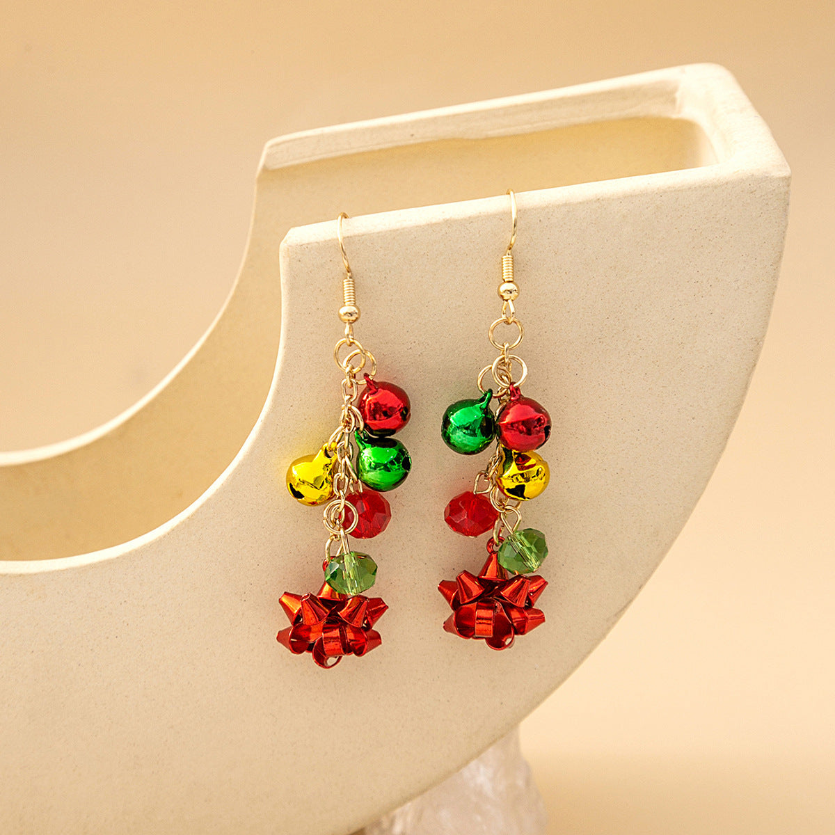 Red And Green Color Flower Creative Simple Earrings