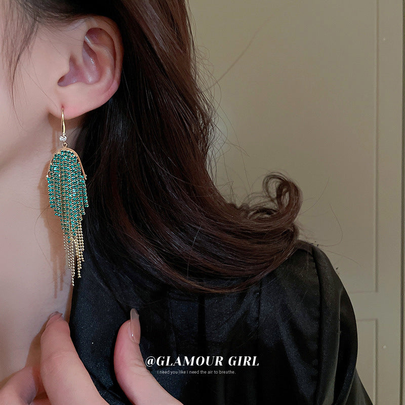 Long Chain Tassel Exaggerated Light Luxury Earrings