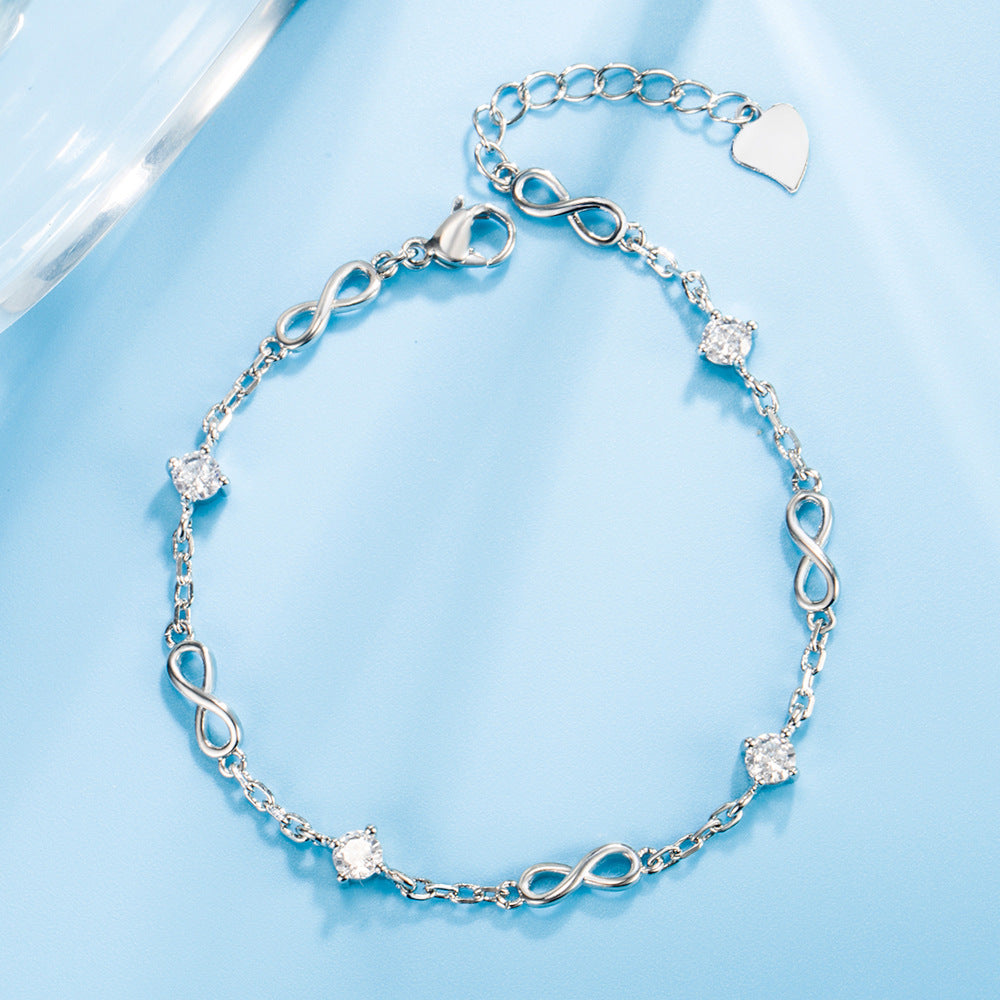 Bracelets de luxe en Zircon bleu clair pour femme, cœur d'océan