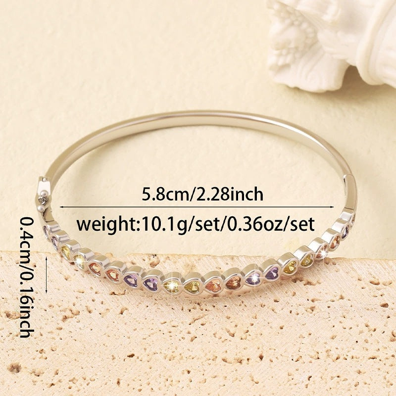 Copper Heart Shape With Diamond Color High Profile Fashion Bracelets