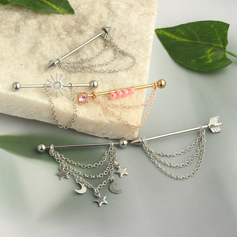Sun Body Piercing Ear Bone Stainless Steel Industrial Earrings