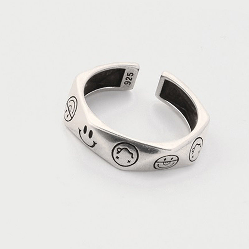 Men's Section Smiley Trendy Cold Wind Index Finger Rings