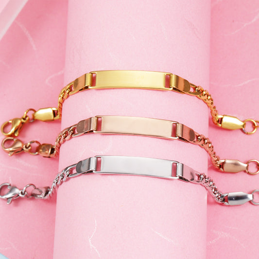 Children's Personalized Fashion Gift Stainless Steel Laser Bracelets