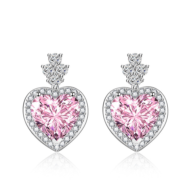 Süße, liebevolle Herz-Rosa-Diamant-Lila-Ohrringe