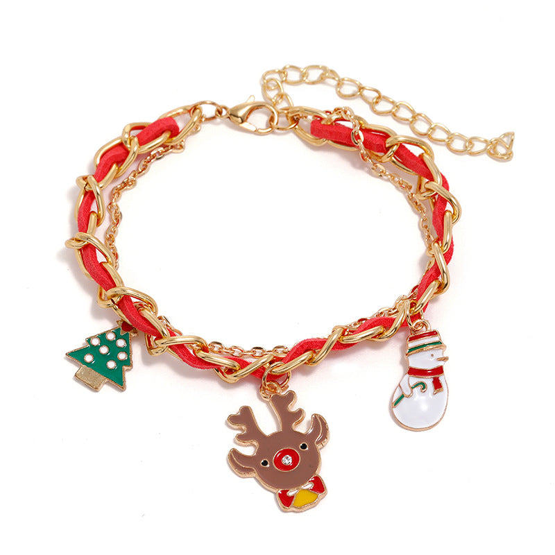 Women's Trendy Niche Creative Christmas Snowman Crutches Bracelets