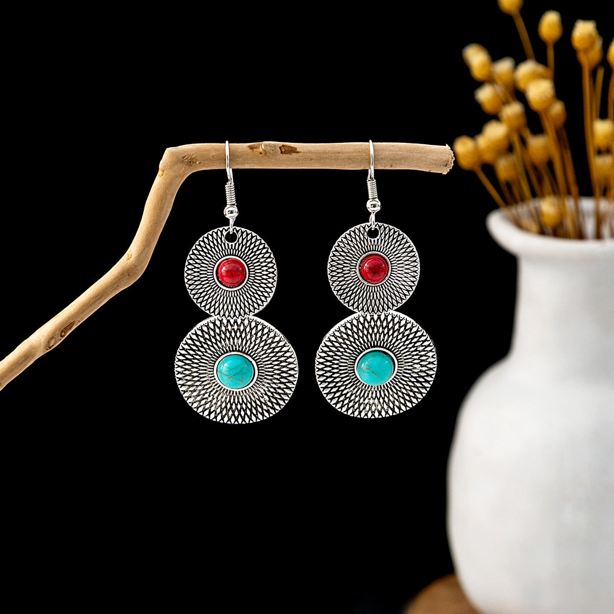 Tassel Turquoise Retro Minority Ethnic Style Earrings