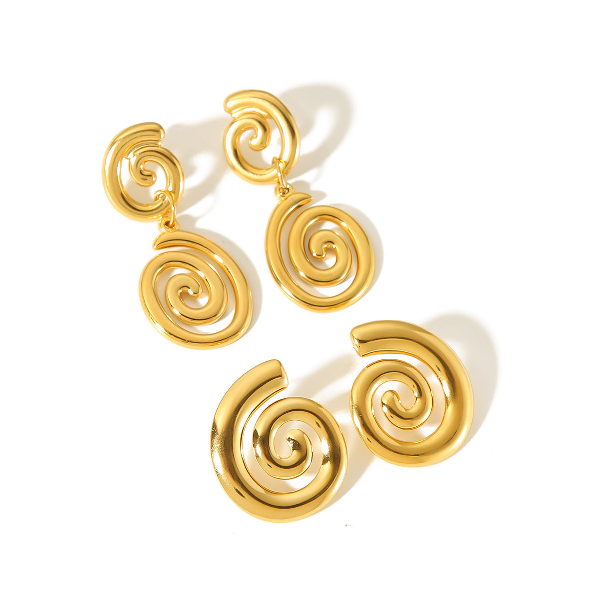 Women's Retro Design Geometric Gold Stainless Steel Earrings