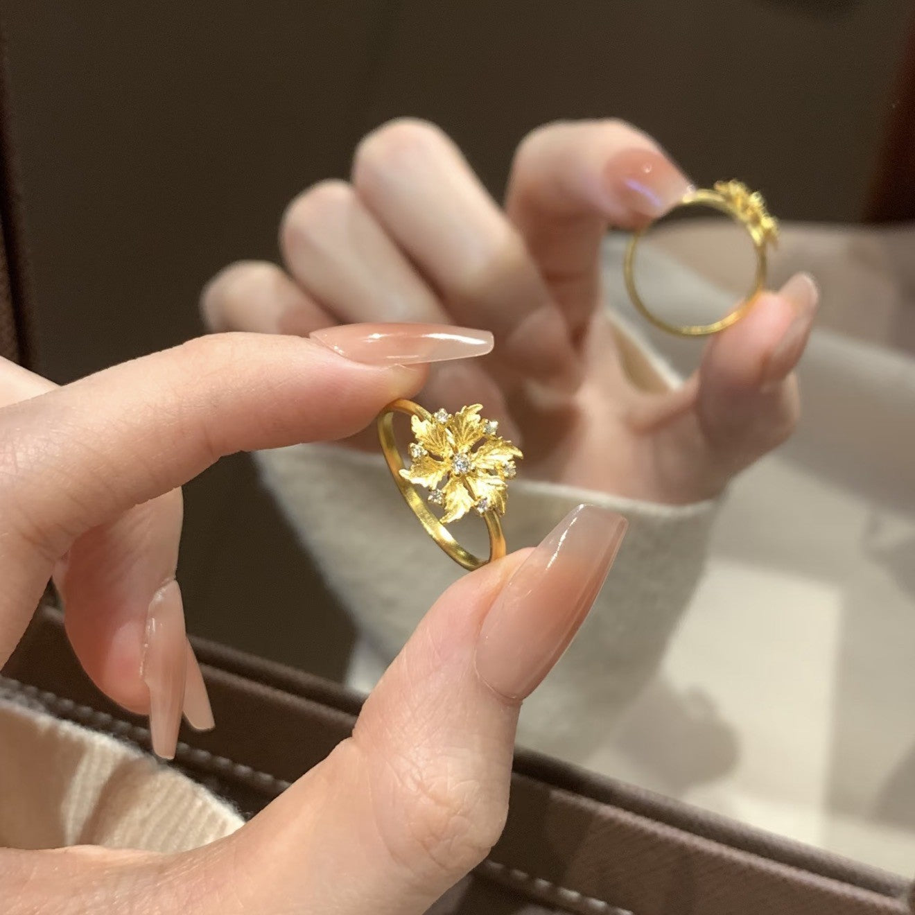 Flower Female Opening Adjustable Temperament Entry Ring