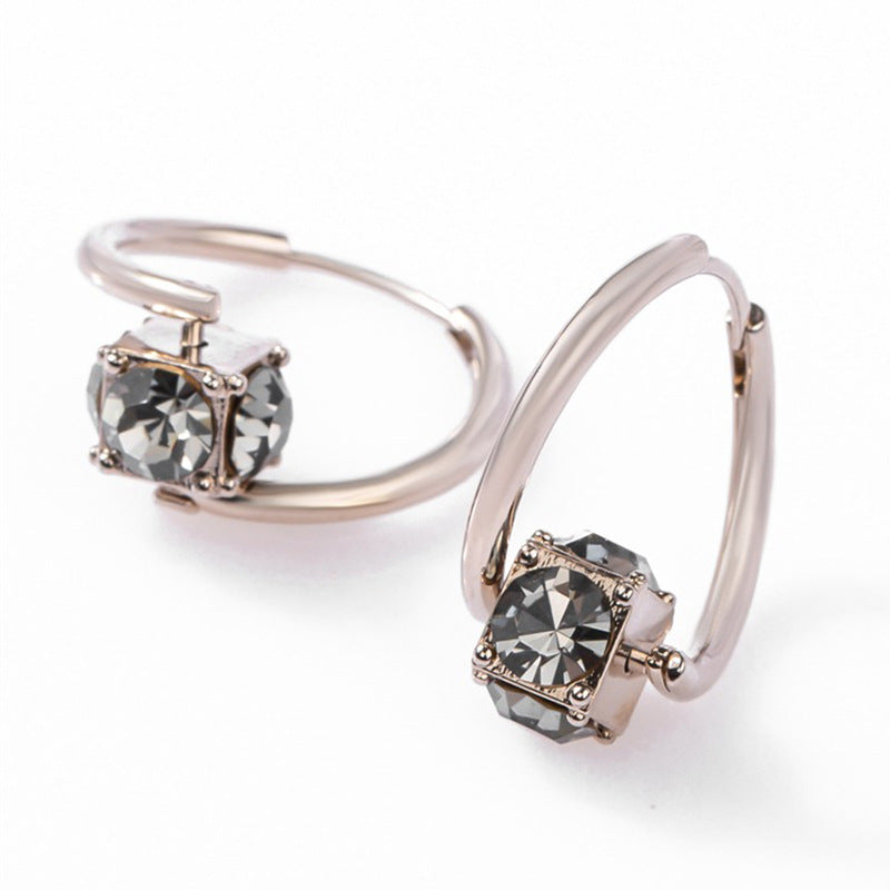 Rotating Carat Diamond Exquisite Versatile High-grade Temperamental Earrings