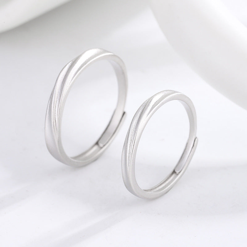 Women's & Men's & Sterling Sier Matte Textured Couple Rings