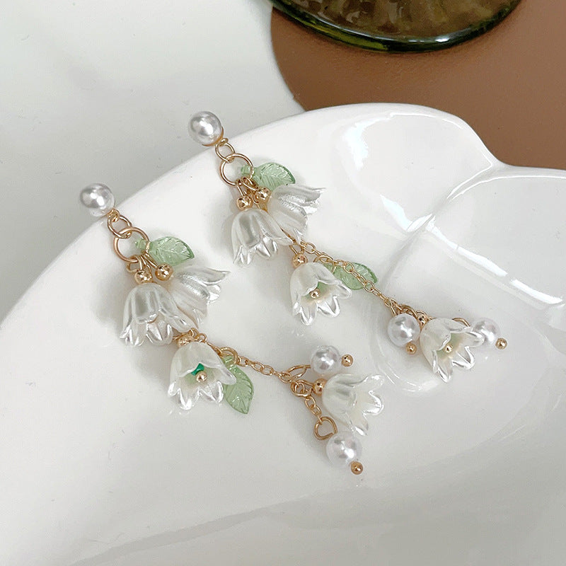 Sier Needle Sister-in-law Chen Shuting Metallic Knotted Tassel Earrings