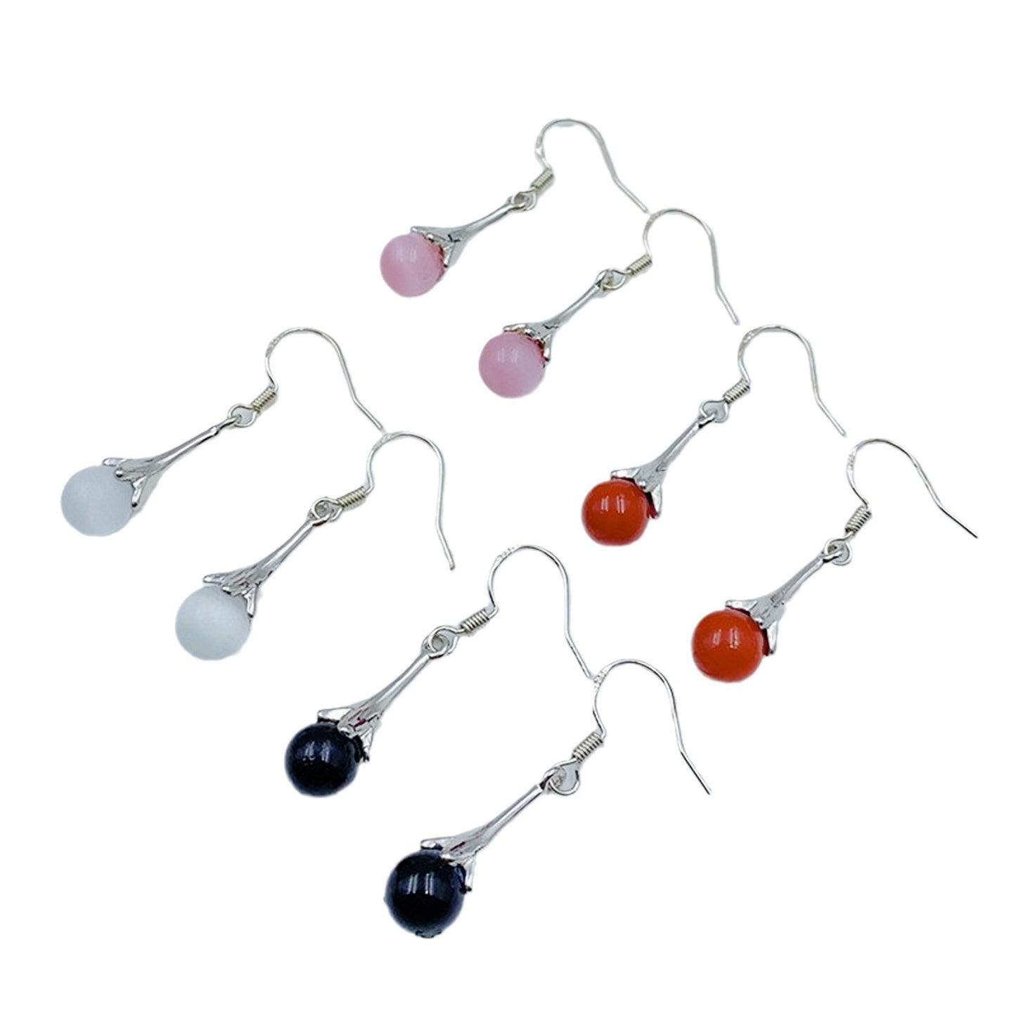 Women's Fashion Fashionable Flower White Opal Lengthened Earrings