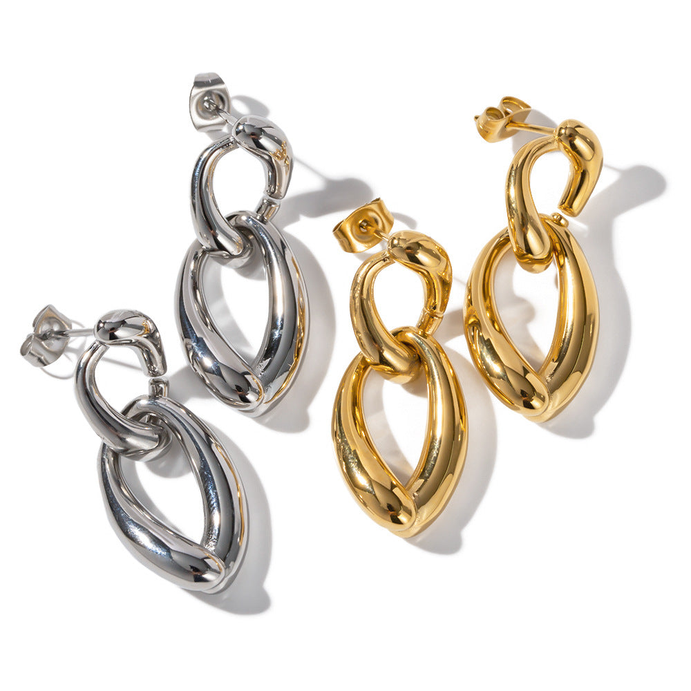 Gold-plated Stainless Irregular Chain Do Not Earrings