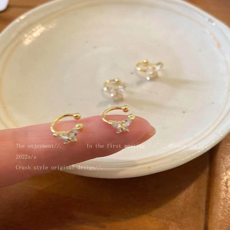 Refined Zircon Butterfly Female Light Luxury Minority Ear Clip