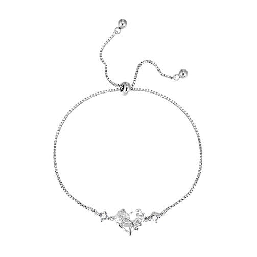 Damen-Herz aus Sterlingsilber mit Zirkon, verstellbarer Zug für leichte Armbänder