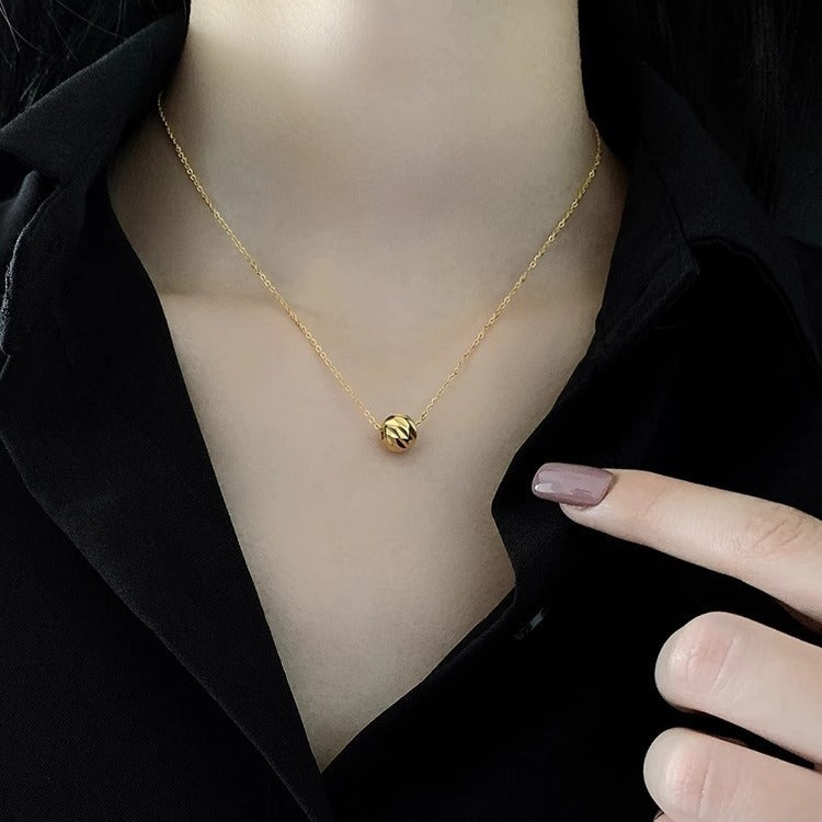 Whole Titanium Steel Cold Wind Wave Mark Ball Beads Necklace