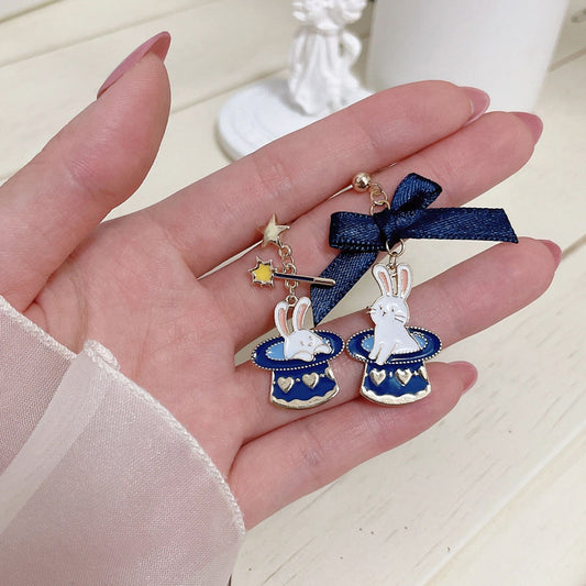 Design Sier Needle Magic Bow Rabbit Rings