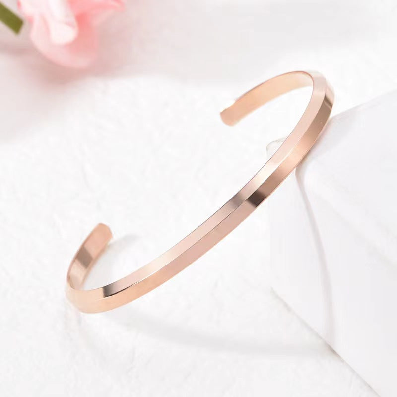 Titanium Steel Open-end Bevel Shaped Gift Female Bracelet