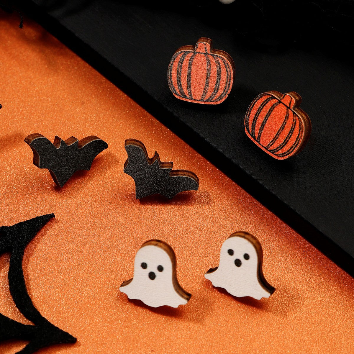 Halloween Party Eccentric Personality Pumpkin Bat Earrings