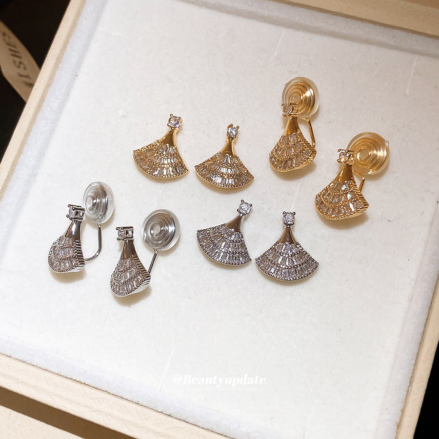 Zircon Fan Shaped Casual Simple Elegant Light Luxury Ear Clip